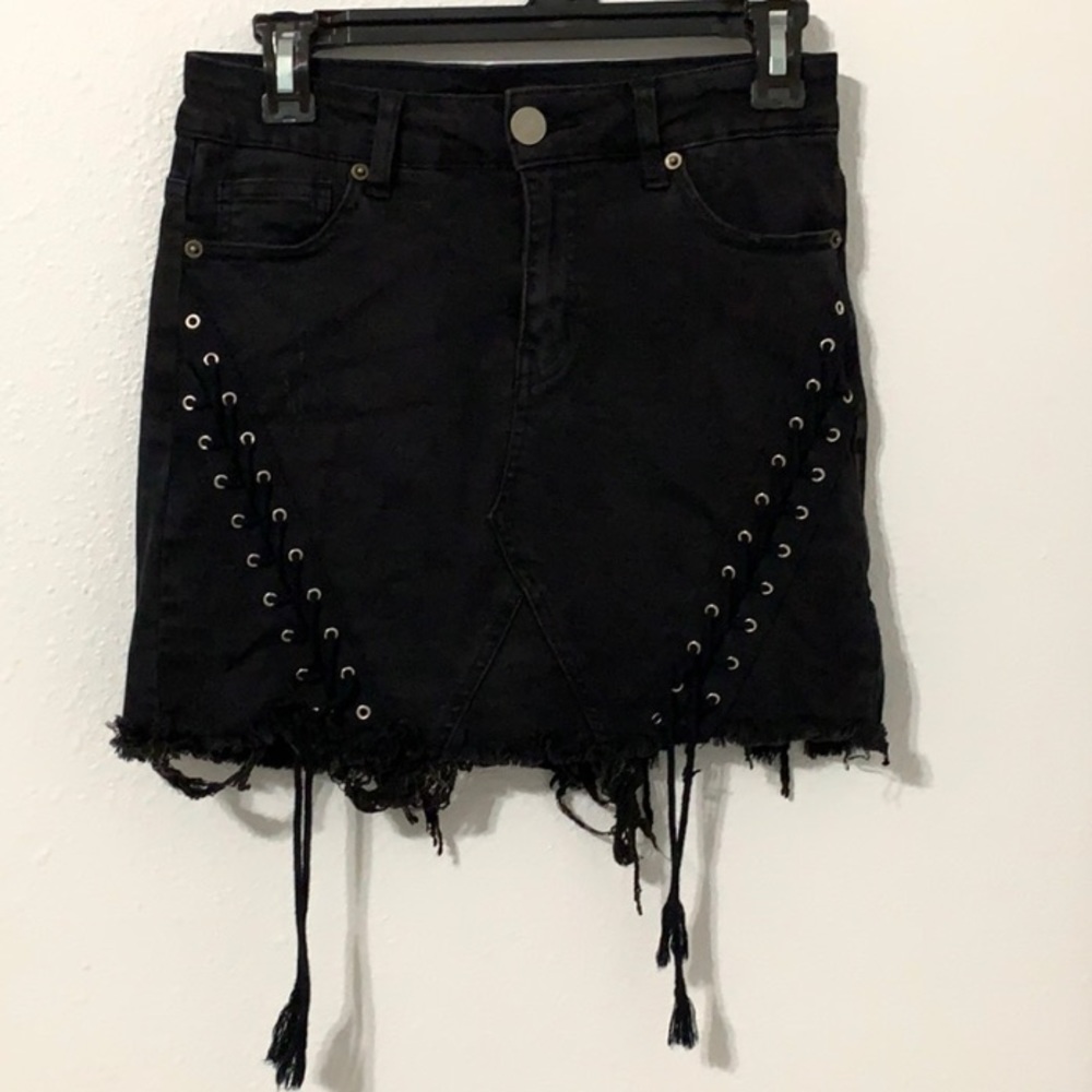 Denim Ripped Skirt